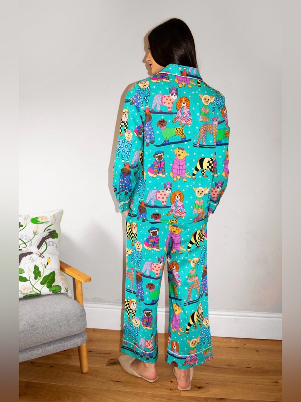 Karen Mabon 2pc Skiing Dogs Pajama Set - Picture 2 of 7